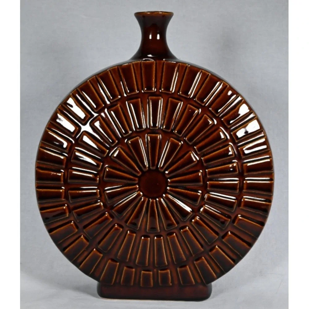 RARE Carolyn Kinder Mid Century Modern Brown Decanter 13.5